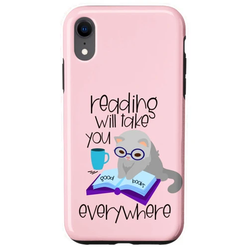 Need Books & Cats KSH iPhone XR Books Coffee & Cats Funny Reading Will Take You Everywhere Case