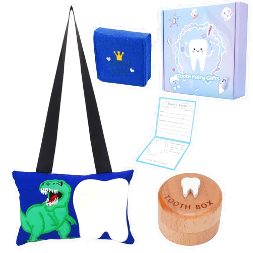 LAPEQQIOJEJ Tooth Fairy Pillow for Girls and Boys|Tooth Fairy Gifts|Tooth Fairy Tooth Holder|Tooth Fairy kit with Receipts&Pocket&Tooth Fairy Boxs