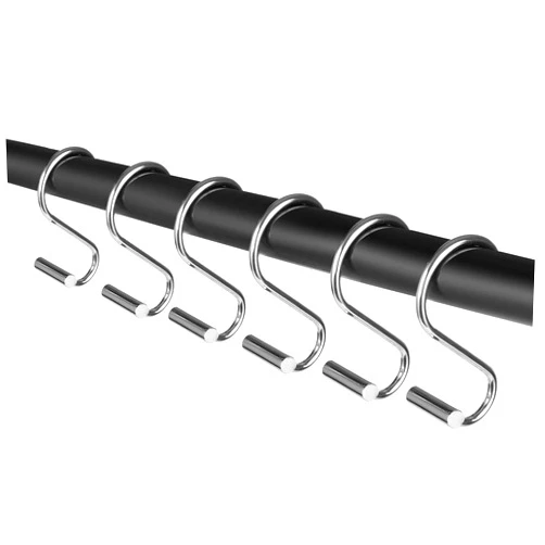 UTRERET 15 Pack T-Bar Metal Shower Curtain Hooks, Rust Resistant S Shaped Hooks Hangers for Shower Curtains, Kitchen Utensils, Clothing, Towels（Stainless Steel,Silver）