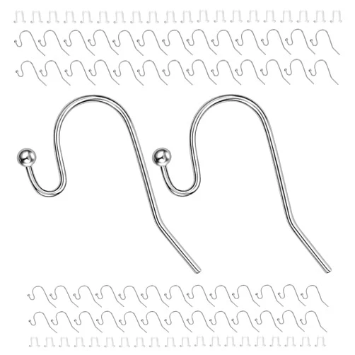 BEADNOVA Earring Hooks 150pcs Stainless Steel Ball Dot Ear Wire with Rubber Earring Backs Earwire for Jewelry Making Earring Supplies (150pcs Ear Wire and 150pcs Earring Backs, Total 300pcs)