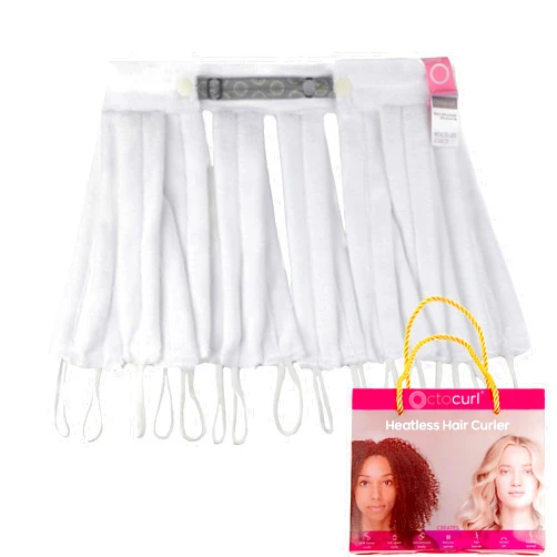 Octocurl Heatless Curls Headband - Hair Curlers to Sleep In - Heatless Curlers for Short Hair (Microfiber - White)