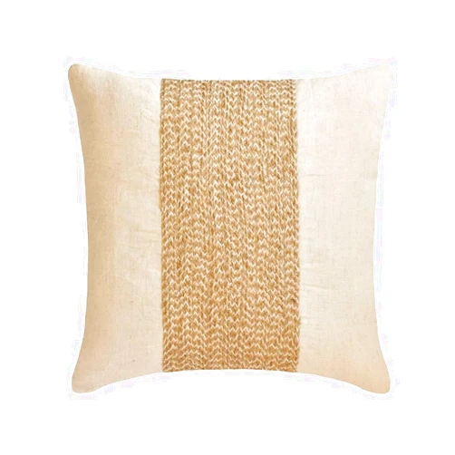 The HomeCentric Ecru Pillows Cover Jute Cord Pillows Cover Pack of 2 18x18 inch (45x45 cm) Throw Pillow Covers Square Cotton Linen Pillow Covers Contemporary Pillow Covers Striped - Linen Memories