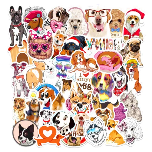 QIYUYA 80pcs Cute Dog Stickers Pack for Water Bottle, Dog Gifts for Adults Women Teens Girls Boys, Vinyl Waterproof Funny Animal Puppy Stickers Decals for Laptop Scrapbook Skateboard Bicycle Car Phone