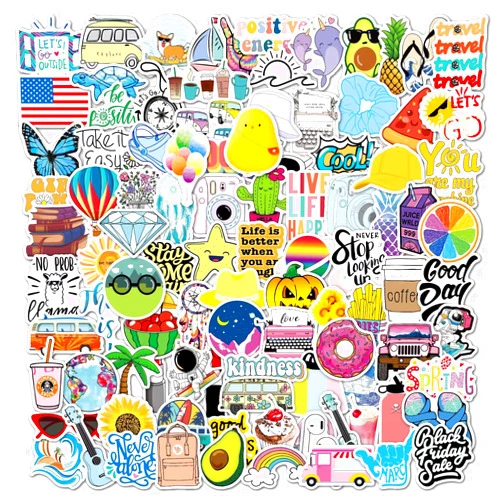 Taeekiy 100 Pcs Cute Aesthetic Stickers, Kawaii Stickers for Kids Teens Girls Mens Adults Waterproof Vsco Vinyl Cute Stickers Aesthetic for Water Bottles,Laptop, Phone Etc