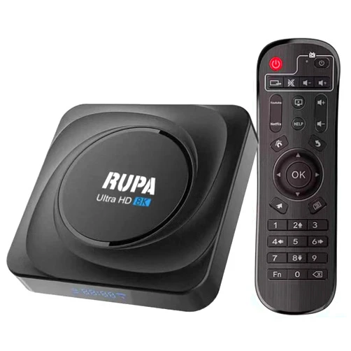 RUPA PRO20 Android 11.0 TV Box, RUPA Smart Box with Rockchip RK3566 Quad-Core 64 bit ARM Cortex-A55 CPU Mali G52 4GB RAM 32GB ROM 8K 6K 4K Output 2.4GHz+5.8GHz WiFi 1000M LAN Enternet BT5.0