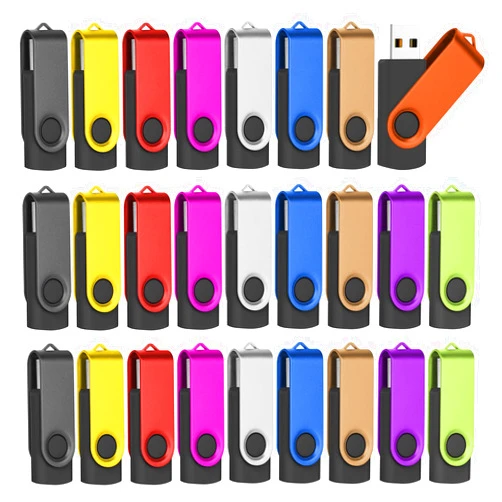 EASTBULL Flash Drives Bulk 4GB USB Thumb Drive 50 Pack USB 2.0 Memory Stick Swivel Pen Drive with Lanyard for Storage and Backup (4GB 50 Colors)
