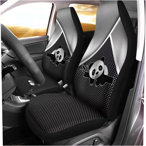 Rucaresri Cartoon School Bus Print Car Front Seat Covers, Breathable Easy to Install Automotive Bucket Seat Covers Fits Most Cars SUV Trucks, Grey
