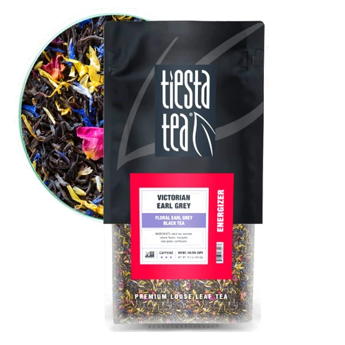 Tiesta Tea - Victorian Earl Grey, Floral Earl Grey Black Tea, Premium Loose Leaf Tea Blends, High Caffeinated Black Tea, Make Hot or Iced Tea, Brews up to 200 Cups - 16oz Resealable Bulk Pouch