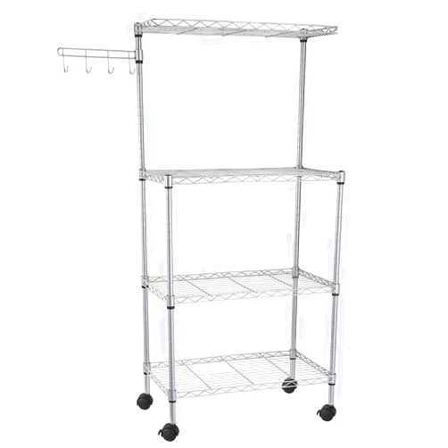 Allesoky Multi-Purpose Kitchen Bakers Rack - 4 Tier Microwave Oven Stand Storage Cart Workstation Shelf - Free-Standing Adjustable Kitchen Organizer