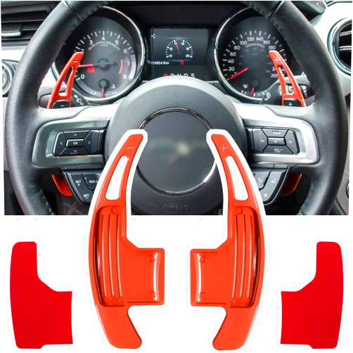 E-cowlboy Steering Wheel Shift Paddle Extended Shifter Trim Cover for Ford Mustang 2015 2016 2017 2018 2019 2020 2021 2022 2023 Interior Decoration Accessories Aluminum Alloy (Orange 2PCS)