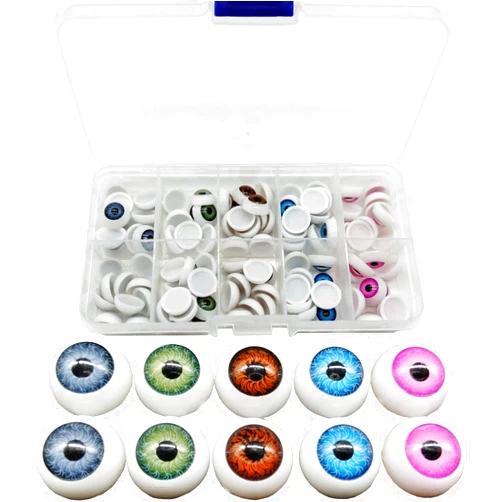 TIHOOD 100pcs/box 12mm Doll Eyeballs Half Round Acrylic Eyes for DIY Doll Bear Crafts Halloween