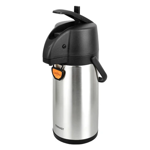 TOMAKEIT Airpot Coffee Dispenser Thermal with Pump,2.2L/74Oz Insulated Stainless Steel Large Airpot Coffee Carafe Lever Action for Hot/Cold Water,Thermal Carafes for Hot Cocoa for Parties