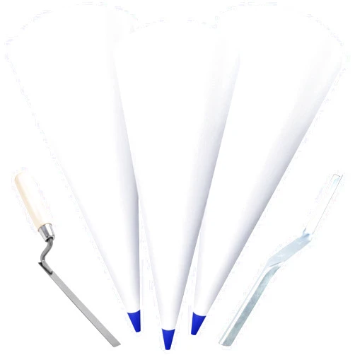 AOVPIBY 3PCS Tile Grout Masonry Mortar Bag, Heavy-Duty Reusable Mortar Bag Set with Brick Jointer & Tuck Pointers, with Pure Blue Tip for Tile Installation, Masonry Grouting & Home DIY Work
