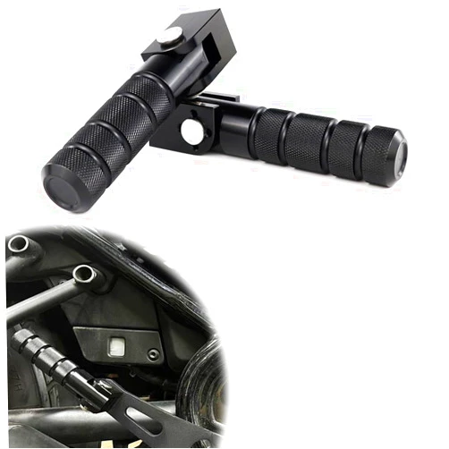 Xitomer M8 Universal Motorcycle Bike Foot Peg Foldable Mini Pedals, Universal Aluminum Pedals for Motorcycle 90 Degree Folding Support Rod
