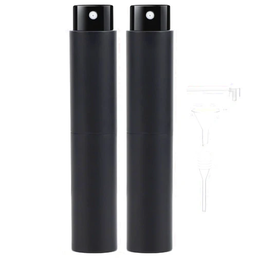 Segbeauty Travel Perfume Bottle Refillable, 2 Pack of 10ML Pocket Cologne Perfume Atomizer Dispenser, Empty Mini Scent Pump Case Portable Glass Sprayer Travel Containers for Toiletries Fragrance Black