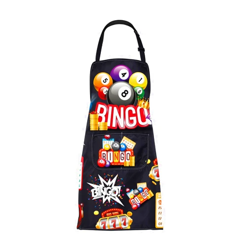 FUSTMW Bingo Aprons Bingo Game Gifts Funny Bingo Gifts for Bingo Players Kitchen Cooking Chef Grill BBQ Apron with Pockets