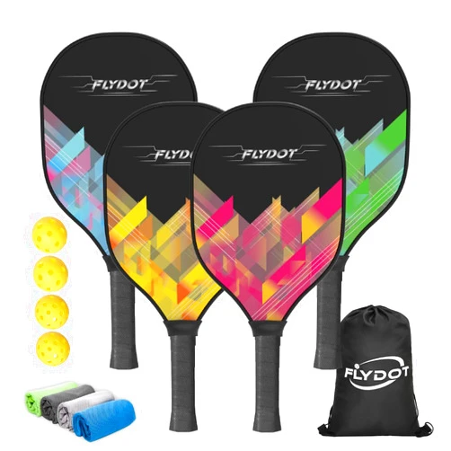 Flydot Pickleball Paddles, Pickleball Paddles Set of 4, 4 Indoor&Outdoor Pickleball Balls, Carrying Bag, Gifts for Beginner&Pro.