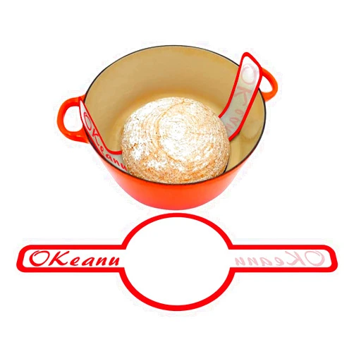 OKeanu Silicone Baking Mat for Dutch Oven Bread Baking - Long Handles Sling Baking Mat Gentler Safer & Easier to Transfer for Dough, Bread Baking Supplies Eco-Friendly Alternative for Parchment Paper-Red