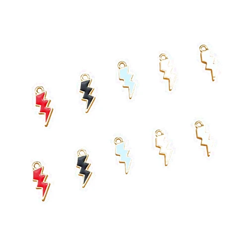 SANQIU 30PCS Mixed Color Enamel Lightning Charm for Jewelry Making and Crafting