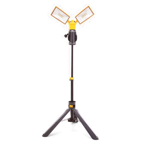 LUTEC Peri 6290L 5000 Lumen 38 Watt Dual-Head LED Work Light with Telescoping Tripod, Work Light with Stand Rotating Waterproof Lamps and 8 Ft 2-Prong Power Cord