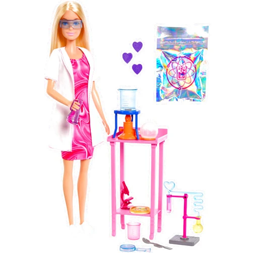 Barbie Scientist Doll and Accessories with Blonde Fashion Doll, Lab Table, Microscope, & Color-Change Beaker & Petri Dish Accessories