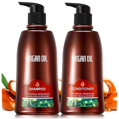 NUSPA NUSPA 2 Pack Natural Organic Sulfate Free Moroccan Argan Oil Shampoo and Conditioner Sets - Color Safe Treatment, UV Protection, Intense Moisturizing Smooth For Dry, Damaged, Frizzy Hair