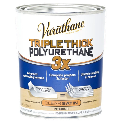 Varathane 284473 Triple Thick Polyurethane Wood Finish, Quart, Satin Clear