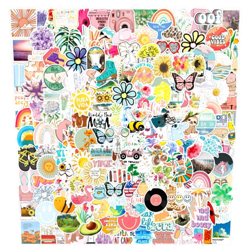 Eoaod 200Pcs Water Bottle Stickers for Kids, Cute Stickers for Water Bottles, Vinyl Waterproof Stickers Aesthetic Laptop Sticker Pack Classroom Prizes Skateboard Stickers for Kids Teens Girls Students
