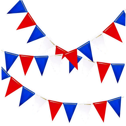Brzikwt Red White and Blue Pennant Banner 3 Pack Paper Triangle Flag Hanging Decoration for Wedding Birthday Baby Shower Halloween Family Party（36pcs Triangle Flag）