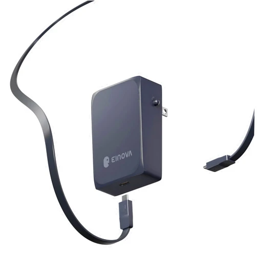EINOVA Sirius 65W USB-C Power Adapter | GaN II Fast Charger with 6ft Cable - Compact, for Smartphone, Drone, Tablet, iPad
