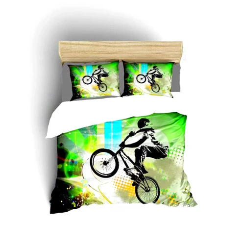 FlowerFish BMX Rider Ultra Soft Bed Set Lightweight Brushed Microfiber Fabric Bedroom Decor Best Gift for Bedroom -1Duvet Cover + 1Pillowcase, Twin Size
