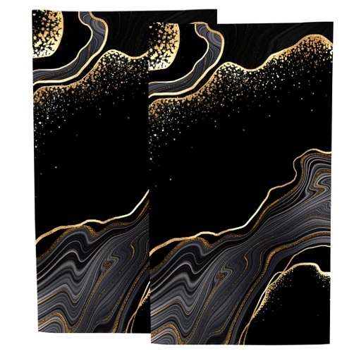 SLHFDKL Soft Absorbent Hand Towel for Bathroom, Black Gold Marble Print, 14