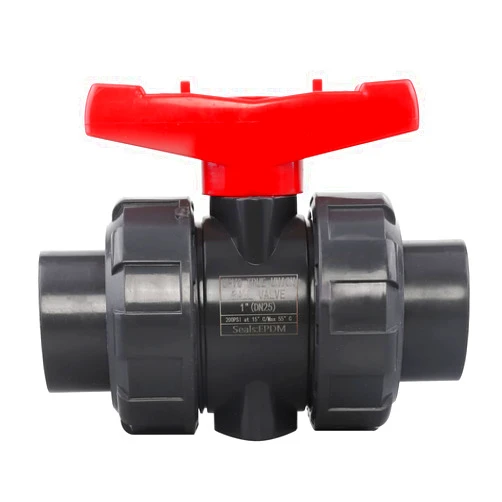 DERNORD PVC True Union Ball Valve NPT Threaded with Full Port, EPDM O-Rings, and Reversible PTFE Seats, Rated at 200 PSI (1 Inch NPT Threaded)
