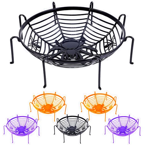TURNMEON 6 Pcs 12.2 Inch Large Size Halloween Candy Bowls, Spider Web Basket Halloween Decorations Black Orange Purple Halloween Basket Trick Or Treat Halloween Party Supplies Favors Table Desk Decor