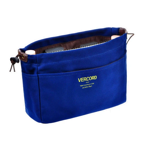 Vercord Canvas Handbag Organizers, Sturdy Purse Insert Organizer Bag in Bag, 10 Pockets Navy Blue Small