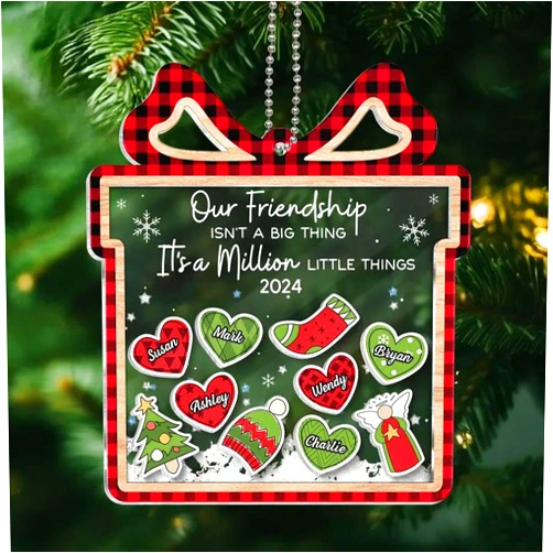 Custom Our Friendship Isn't A Big Thing It's A Million Little Things Personalized Shaker Ornament, Besties Ornament, Crazy Beautiful Friends Forever Ornament, Bestie Xmas Gift