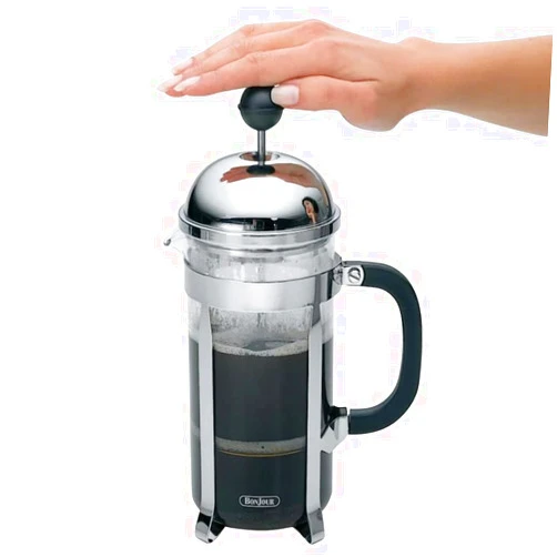 BonJour Coffee Stainless Steel French Press with Glass Carafe, 12.7-Ounce, Monet, Black Handle