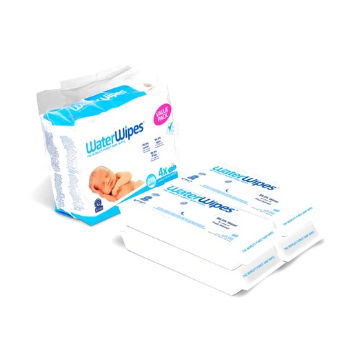 WaterWipes Unscented Baby Wipes, Sensitive and Newborn Skin, 4 Packs (240 Wipes) 60 Count (Pack of 4) Baby Wipes Only