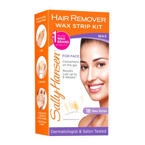 Sally Hansen Hair Remover Wax Strip kit for Face, 18 Wax Strips