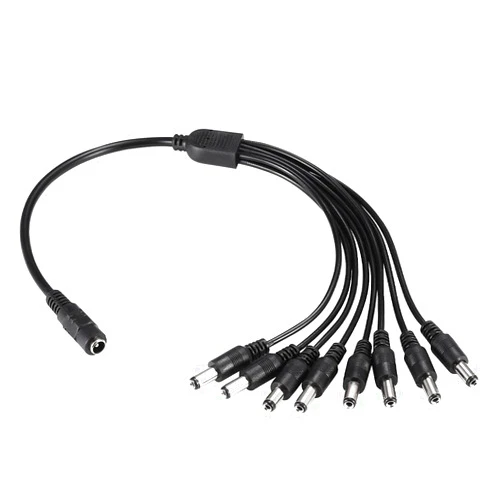 Iskueal Xwell DC Power Splitter Cable 1 Female to 8 Male Wire Y Adppter 5.1mm X 2.1mm for CCTV Security Cameras and LED Strip Lights