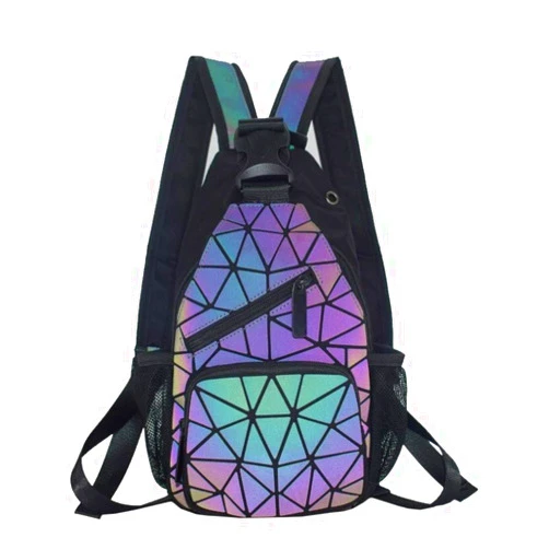 OLOEY Women Geometric Luminous Purses and Handbags Chic Stylish Color Changable Reflective Cross Body Bags Backpack (Mini Backpack)
