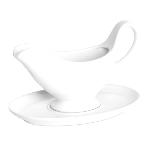 Yedio Gravy Boat with Saucer, 12 oz White Ceramic Gravy Boat, Boat and Tray for Turkey Beef Sauce, Salad Dressing, Creamer, Milk, Broth, Microwave Dishwasher Safe