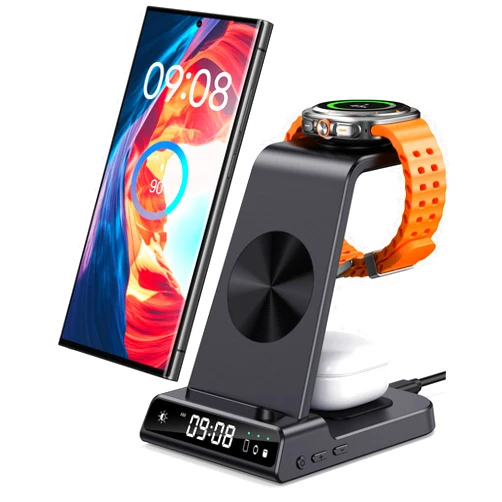 Phelinta Wireless Charger for Samsung, 3 in 1 Wireless Charging Station for Samsung Galaxy S25 Ultra/S24 Ultra/S23/S22/Note 20/Z Flip 6/Fold 6, Charger for Samsung Galaxy Watch Ultra/7/6/5, Galaxy Buds 3/3 Pro
