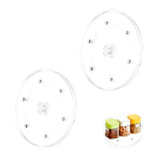 JAKOUE 2PCS 6 inch Clear Small Lazy Susan Turntable Mini Lazy Susan Acrylic Ball Bearing Rotating Tray for Spice Rack Table Cake Kitchen Pantry