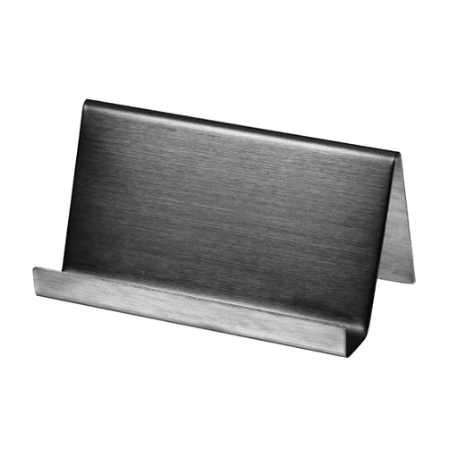 PATIKIL Business Card Holder, Brushed 304 Stainless Steel Desktop Name Cards Display Stand for Office Desk, Black