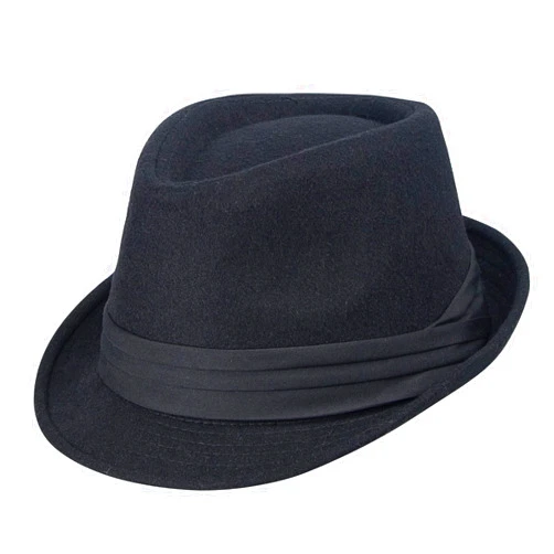 Mealah Classic Manhattan-Trilby-Fedora Mens Short Brim Structured-Gangster Felt Hat for Unisex (Size:7 1/4)
