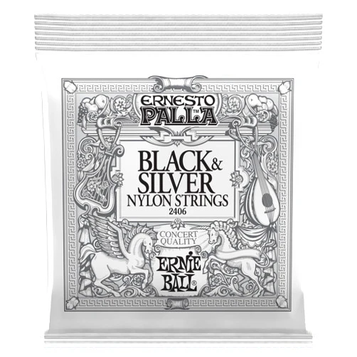 Ernie Ball Ernesto Palla Black & Silver Tie-On Classical Guitar Strings, 28-42 Gauge (P02406)