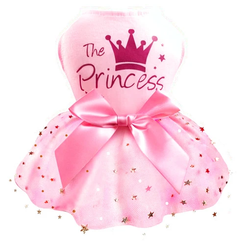 Idepet Princess Dog Dress Tulle Puppy Skirt Pet Apparel Dog Tutu with Bowknot,Birthday Dresses Daisy Sleeveless Holiday Clothes for Small Dogs Girls and Cats, Small