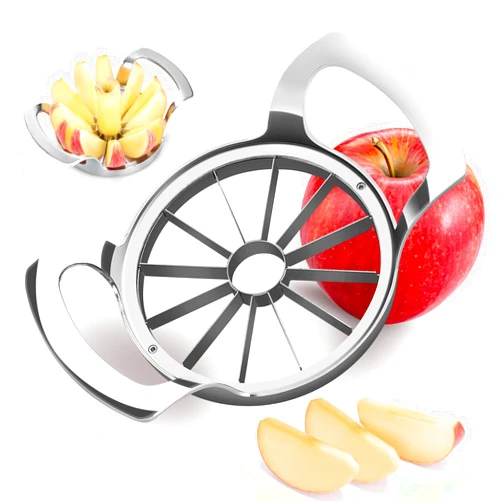 AUBENR 4.72 Inch Extra Large Apple Slicer with 12 Blades - Professional Heavy Duty Apple Cutter -304 Stainless Steel Apple Corer Tool - Sharp Apple Slicer and Corer - Easy to Use - Dishwasher Safe