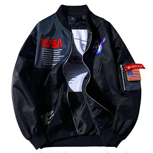 PHILOMI Big pocket jacket Men Slim fit NASA letter printing National flag armband Bomber jacket